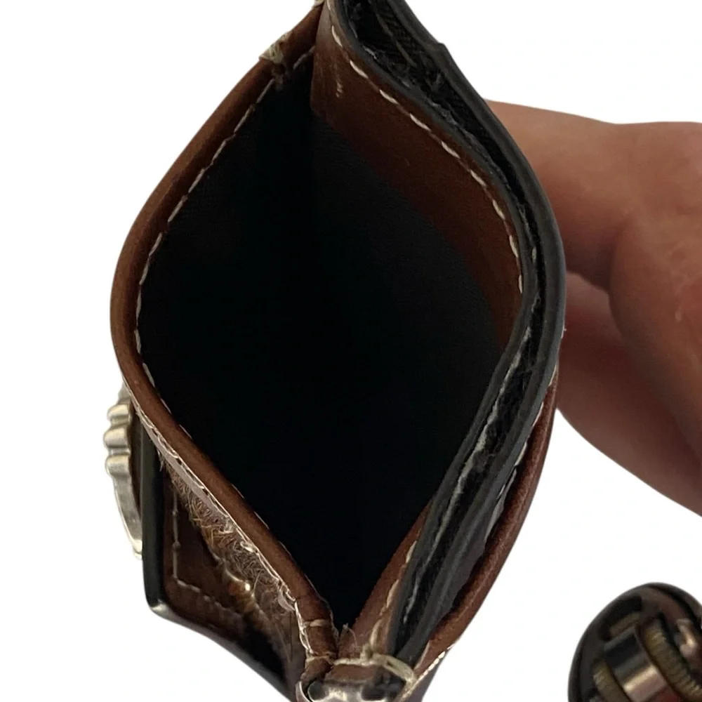 Western Genuine Leather & Cow Hair Money Clip Wallet - New
